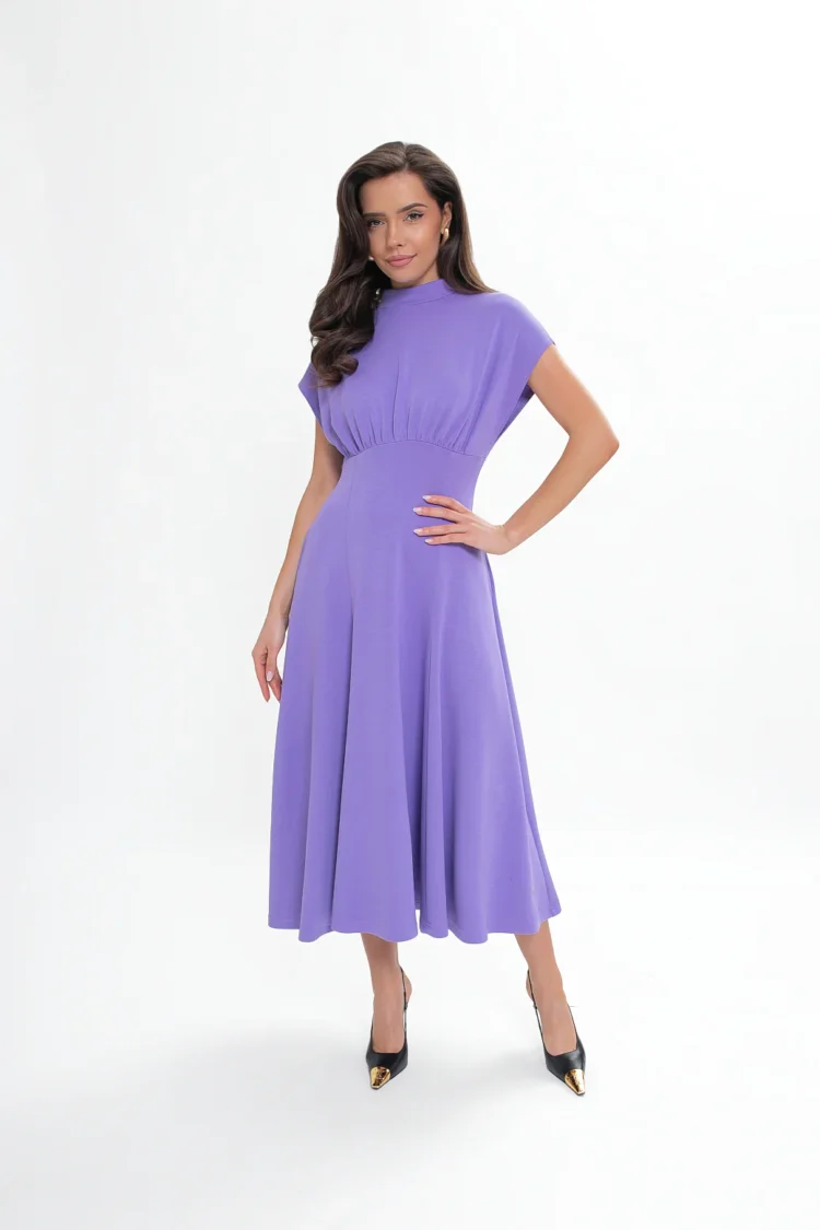 Knitted diver midi dress flared various colours - Image 3