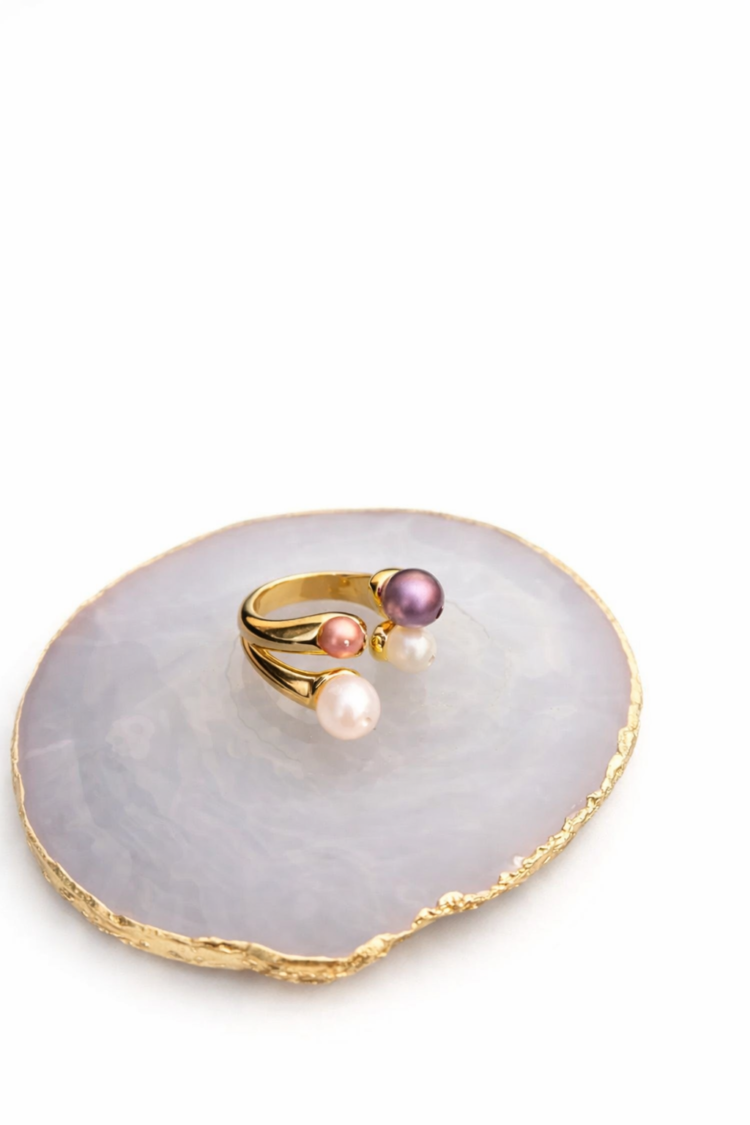 Decorated ring with satin pearls Purple - Image 3
