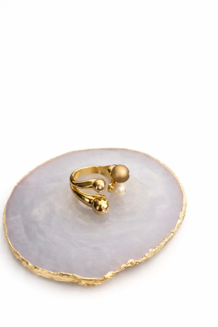 Decorated ring with satin pearls Gold - Image 3