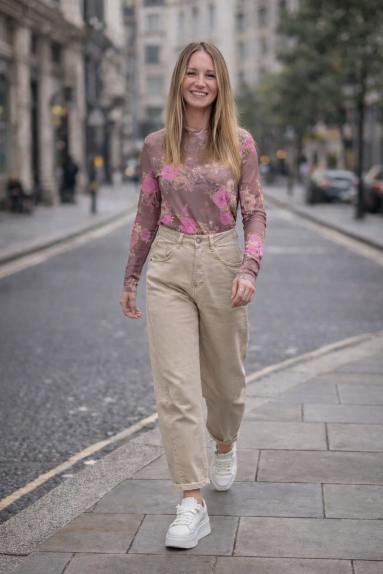 M'Sara Classic Fit Beige Trousers SK1283-9 - Image 2