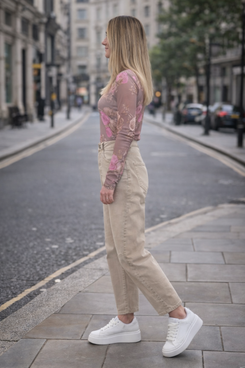 M'Sara Classic Fit Beige Trousers SK1283-9