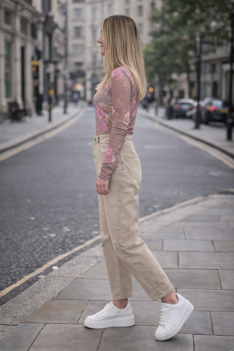 M'Sara Classic Fit Beige Trousers SK1283-9