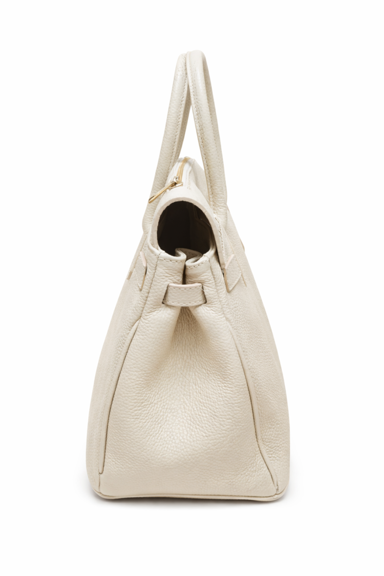 Elegant Leather Handbag Light Beige - Image 3