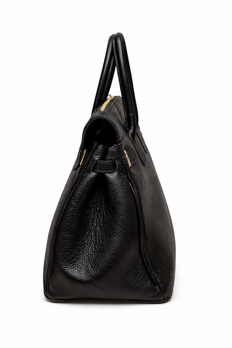 Elegant Leather Handbag Black - Image 3