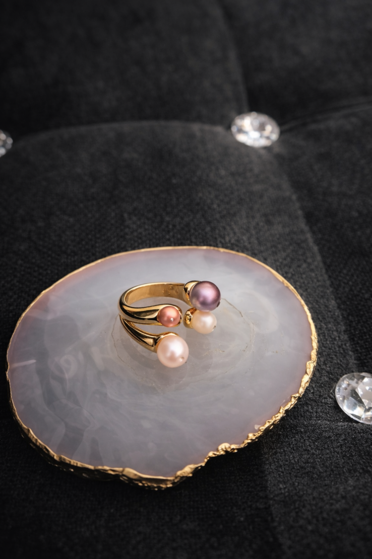 Decorated ring with satin pearls Purple - Image 2