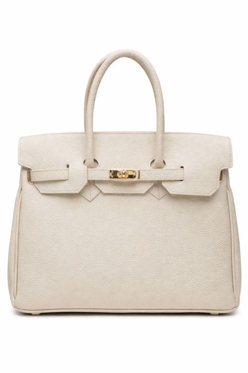 Elegant Leather Handbag Light Beige