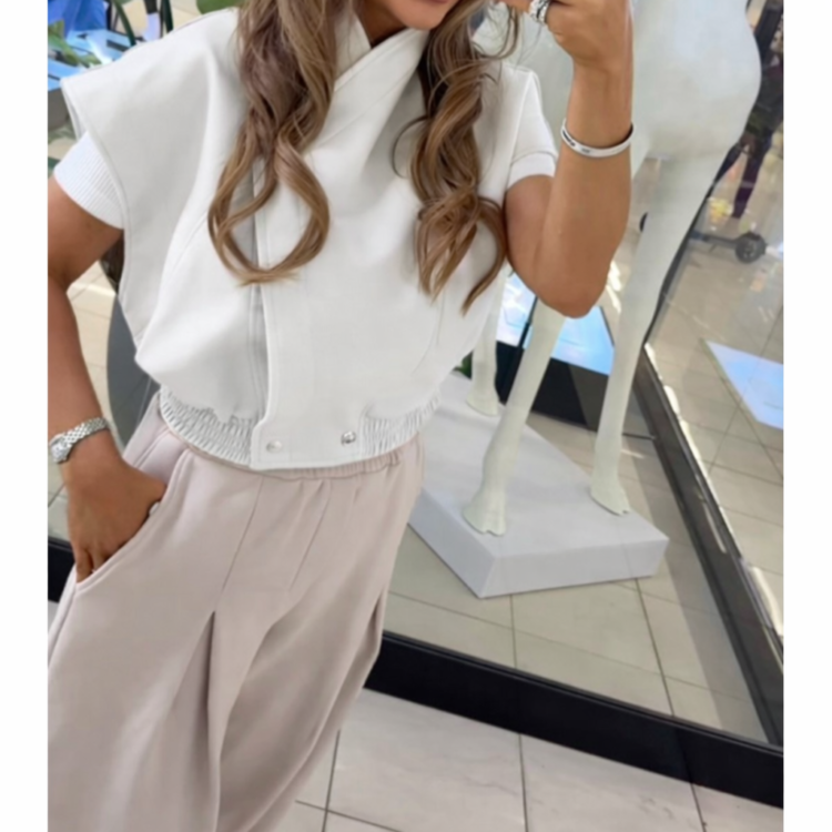 Faux Leather Vest White - Image 3