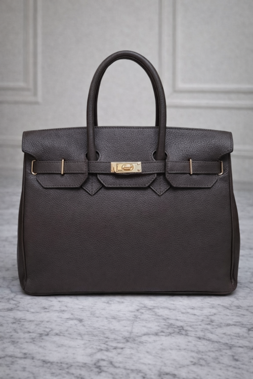 Elegant Leather Handbag dark chocolate
