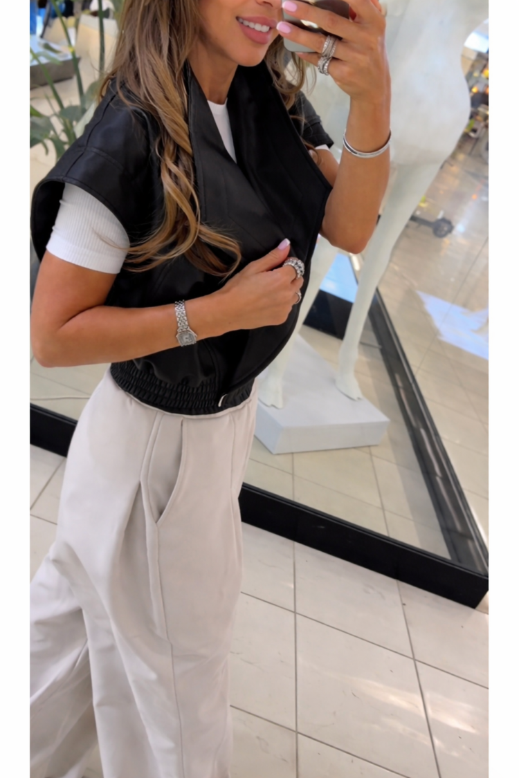 Faux Leather Vest Black - Image 2