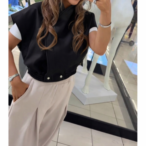 Faux Leather Vest Black