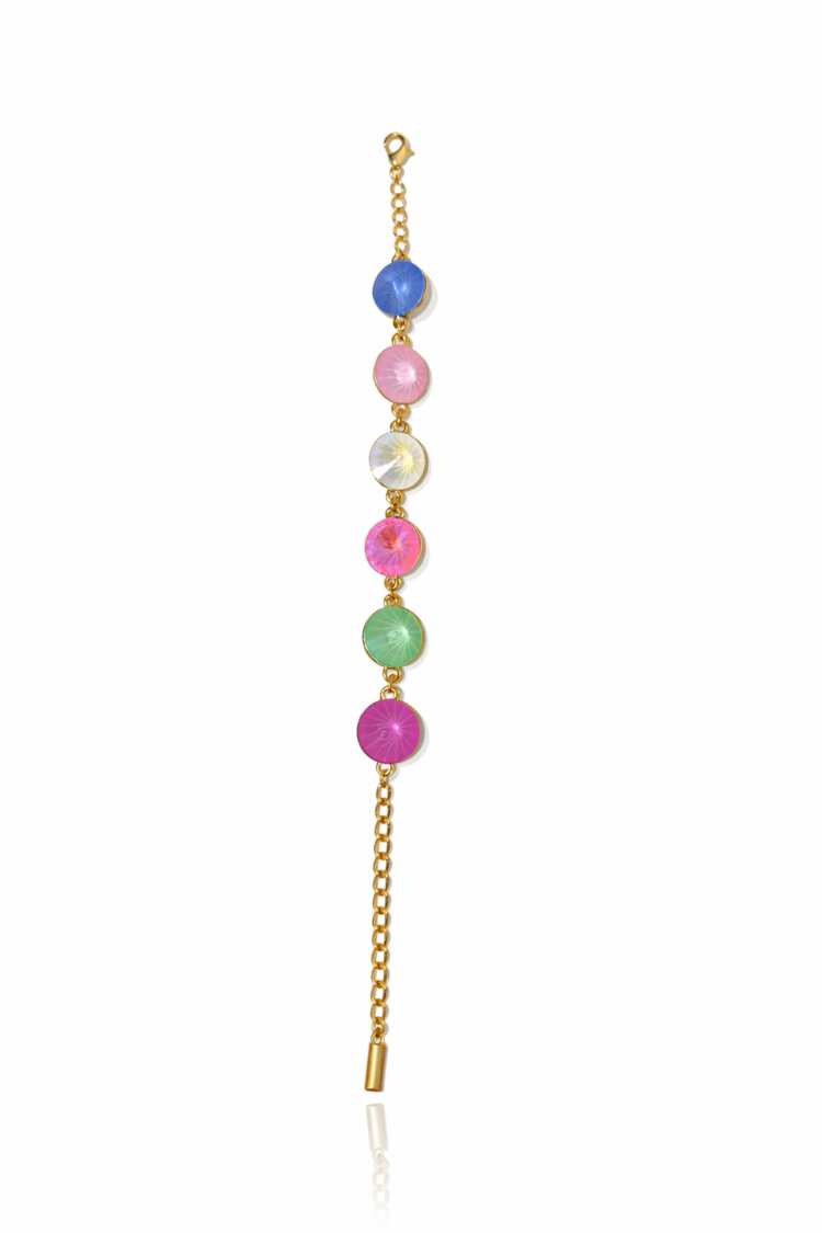 Bracelet with colourful round crystals - Image 2