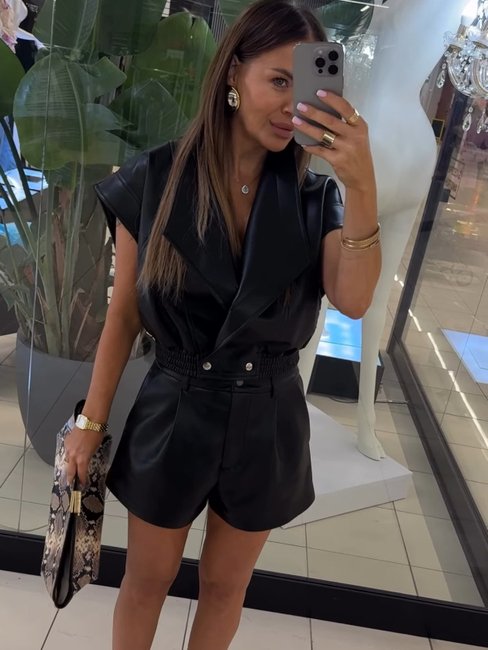 Faux Leather Vest Black