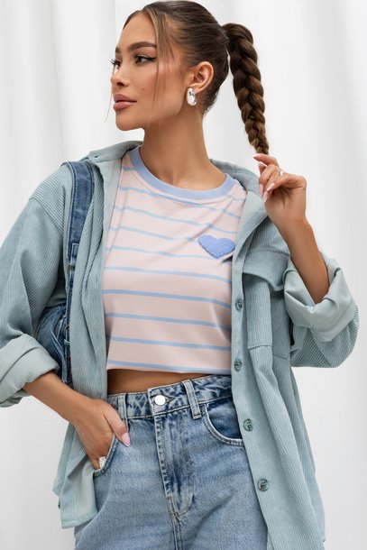 Lovelle T-shirt Salmon/Blue