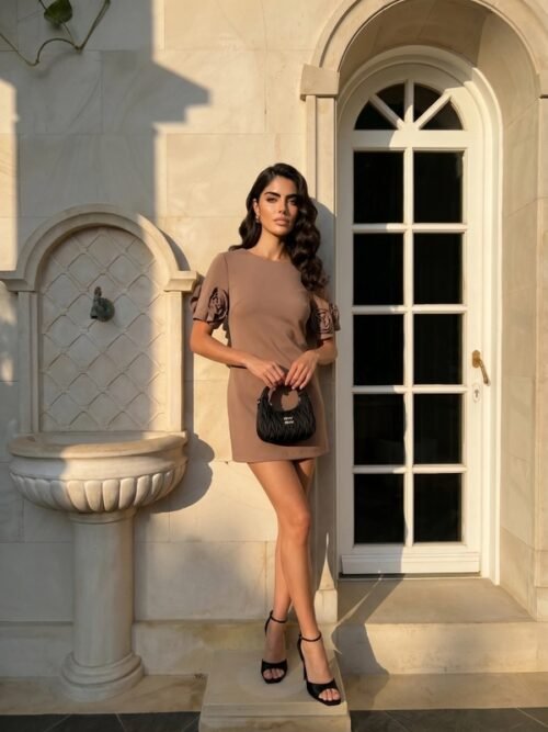 Seraphine Mini Dress Dark Beige