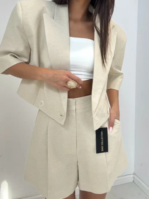 Emo Linen Shorts Warm Beige