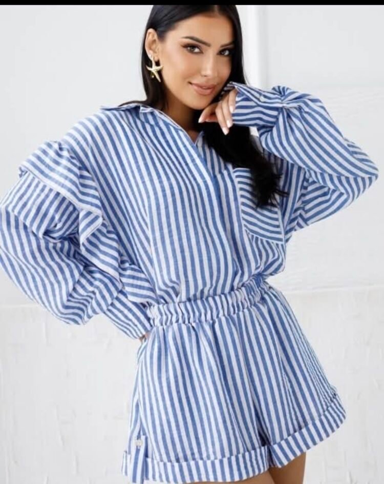 La milla shorts and striped shirt set blue - Image 7