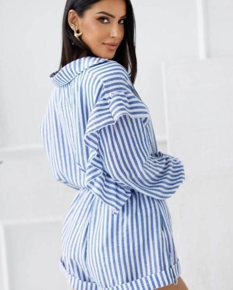 La milla shorts and striped shirt set blue - Image 9
