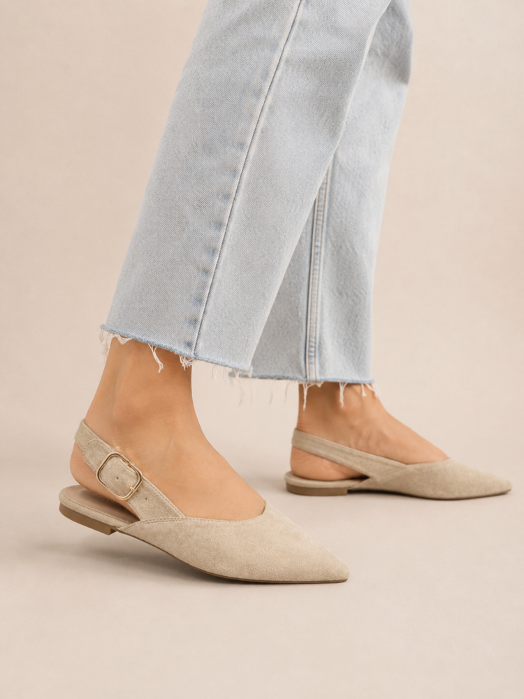 Elegant Slingback Flats Beige - Image 3