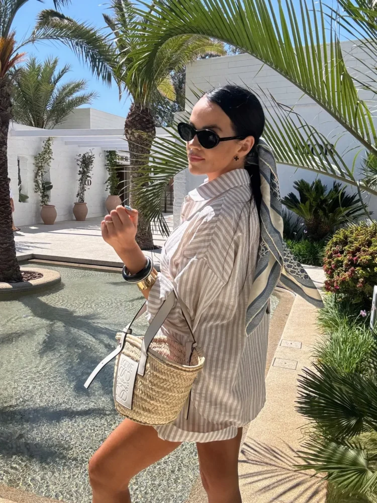 La milla shorts and striped shirt set beige - Image 5