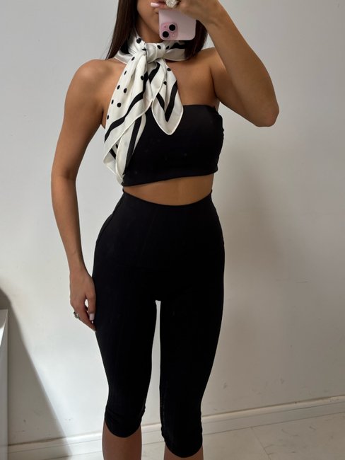 High-Waisted Cropped Pants Black