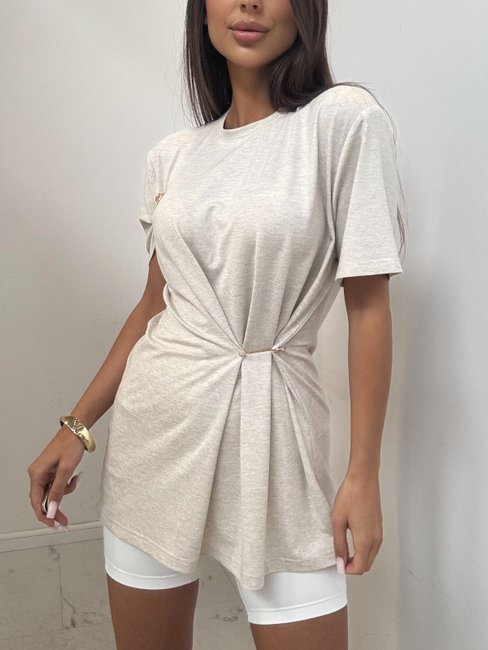 T-shirt with safety pins light beige