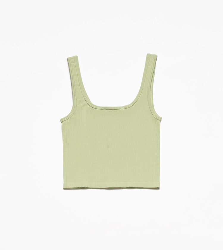 Button Detail Ribbed Tank Top Various Colours - Image 4