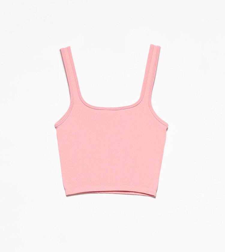 Button Detail Ribbed Tank Top Various Colours - Image 6