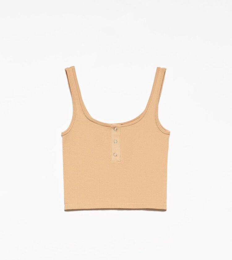 Button Detail Ribbed Tank Top Various Colours - Image 8