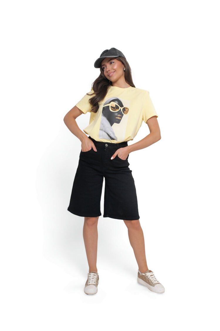 Denim Bermuda Shorts Black - Image 2