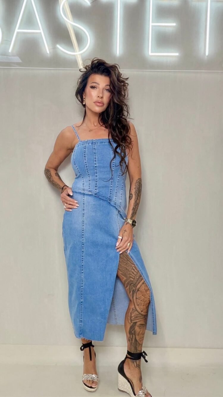 Bastet Denim Midi Dress - Image 2