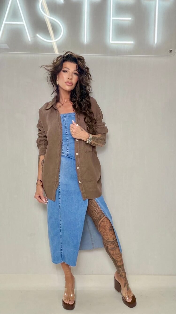 Bastet Denim Midi Dress - Image 5