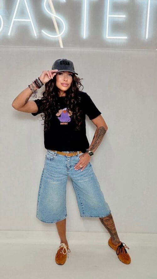 Denim Bermuda Shorts with belt