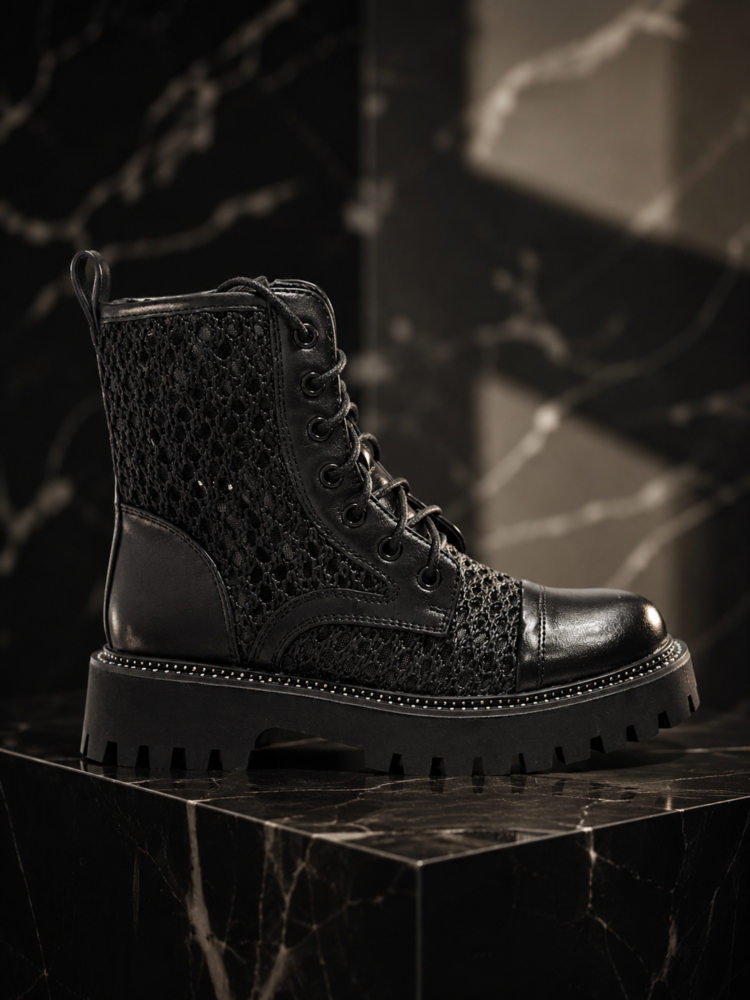 Black mesh Combat Boots - Image 3