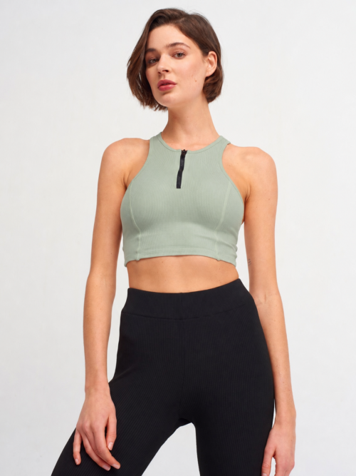 Ribbed Zip Crop Top 2 Colours