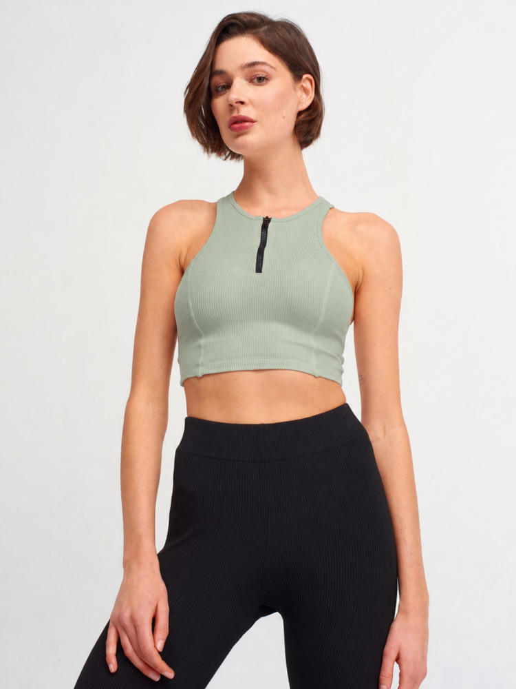 Ribbed Zip Crop Top 2 Colours