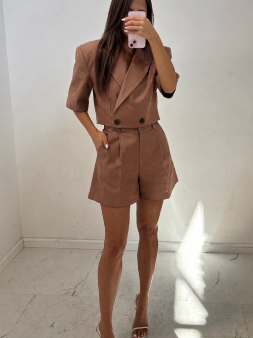 Emo Linen Shorts Brown