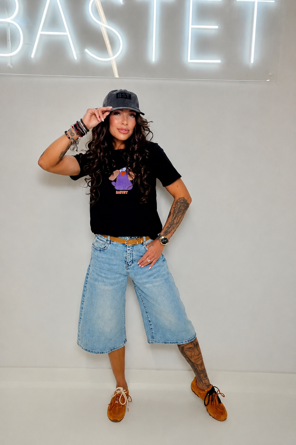 Denim Bermuda Shorts with belt