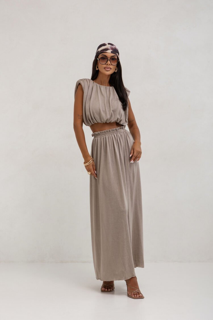 Stylish set blouse and skirt brown - Image 4