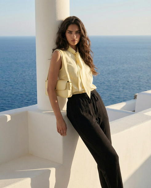 Savia Linen Blend Trousers Black - Image 3