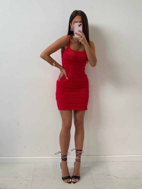 Knitted Dress Beige - Image 2