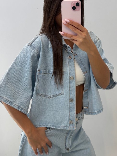 Short Denim Shirt - Image 3