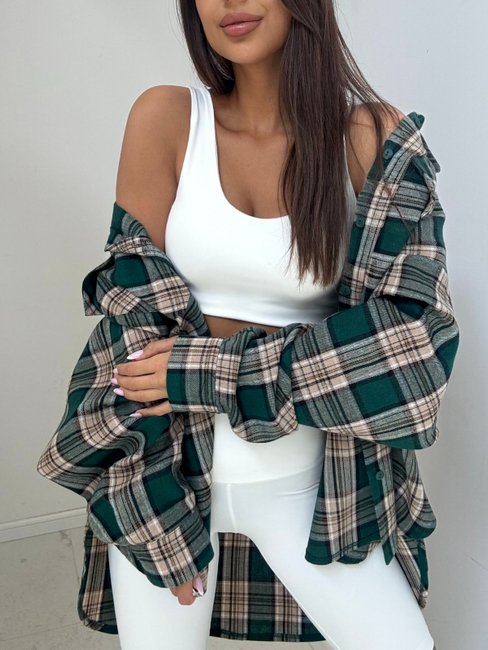 Checked Shirt Bottle Green