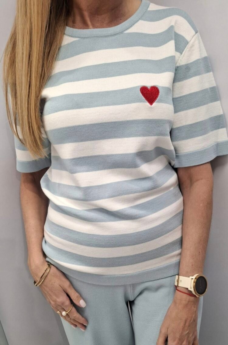 Yarn Knitted Stripes Top blue - Image 3