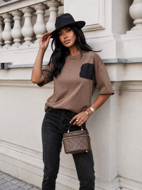 Cocomore Lace Pocket T-Shirt – Milk Chocolate