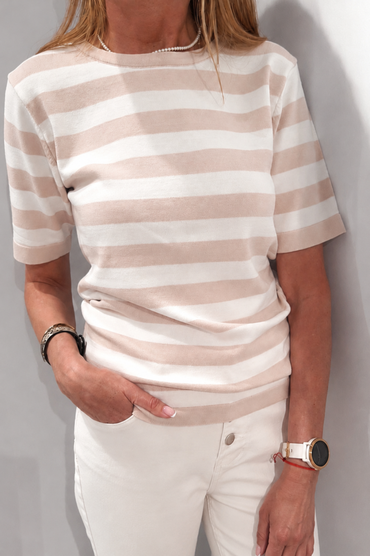 Yarn Knitted Stripes Top Powder - Image 2