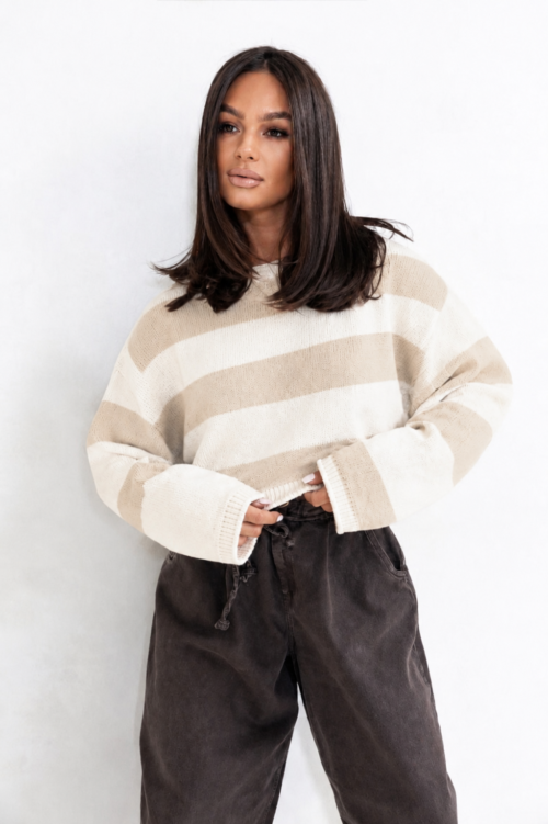 Sempre Striped Sweater Beige