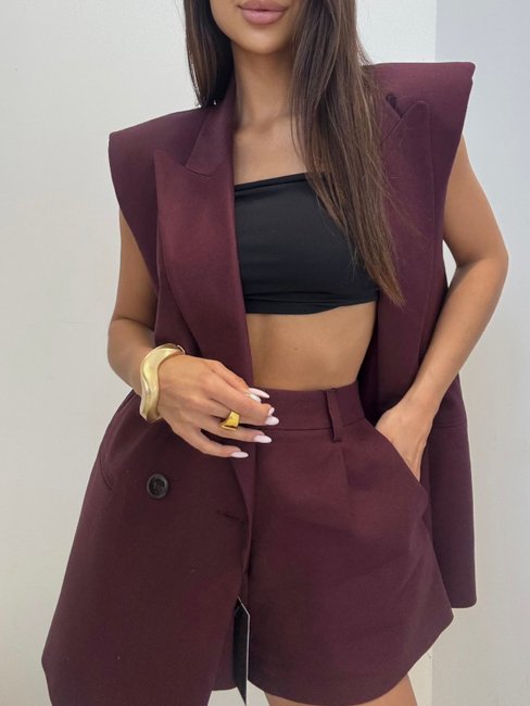 Emo Linen Shorts Plum