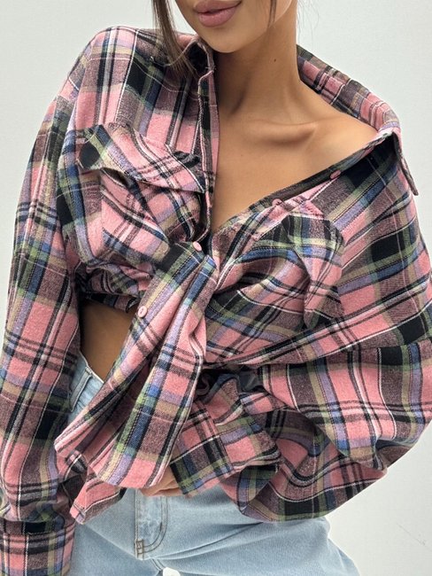 EMO Checked Shirt Pink Green