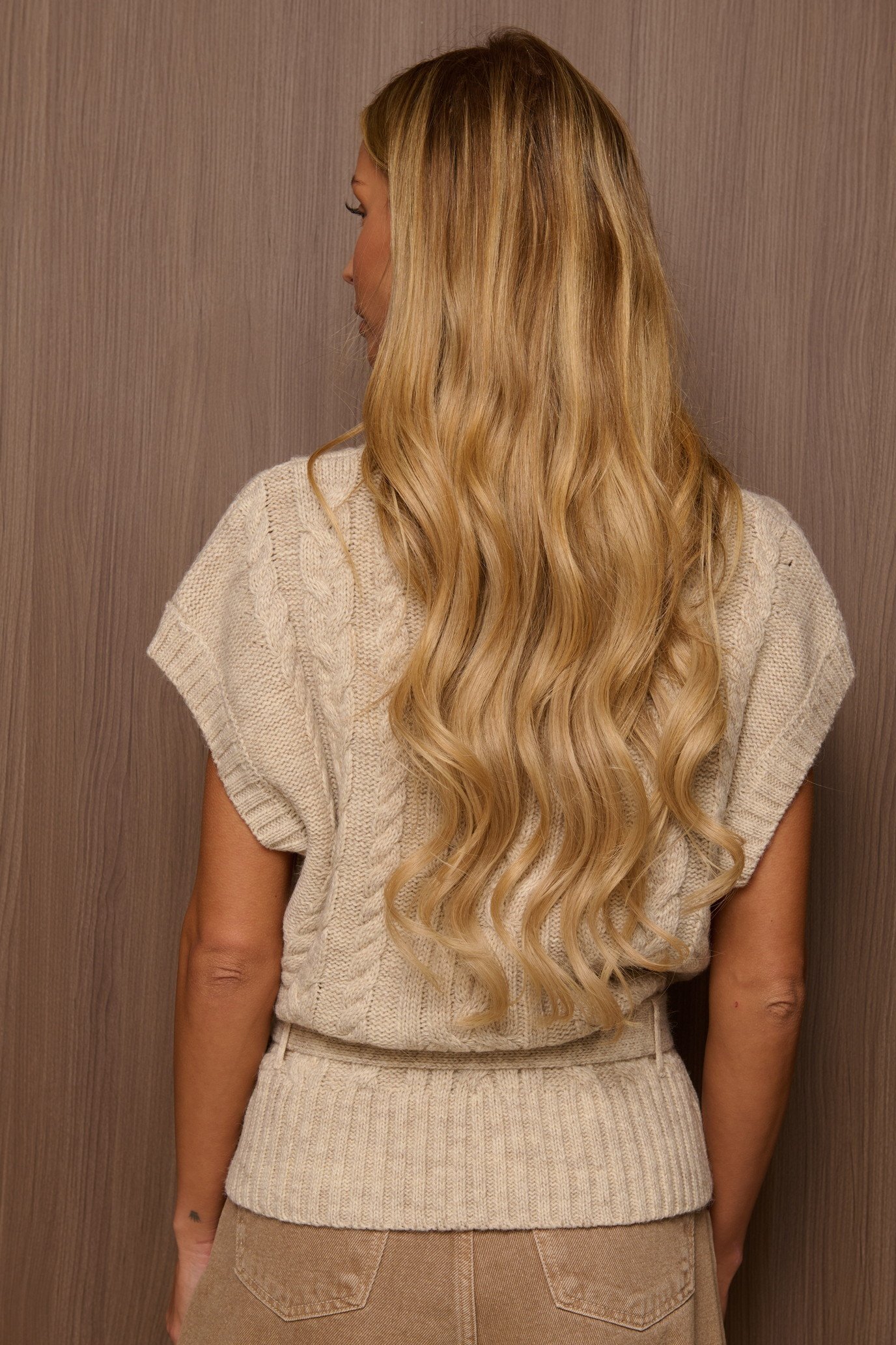 Sleeveless Knitted Turtleneck Vest Beige - Image 7