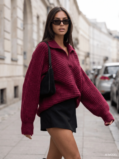 Oversized Knit Sweater Mattias Burgundy